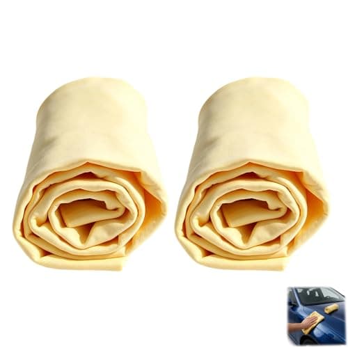 Image of YcsRnn Chamois Leathers for Cars, 2 Pack Shammy Leather Cloth for Car Detailing, Ultra-Absorbent and Scratch-Free for Windows and Motorcycle Cleaning, 43 cm by 32 cm