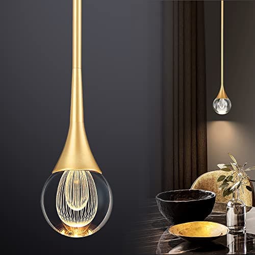 Image of EANLOLY Chandeliers Ceiling Lights,Crystal Pendant Light,LED Height Adjustable Raindrops Ball Chandelier Fittings,for Living Room Dining Room Bedroom Kitchen Bar Brass Gold Lighting Ceiling