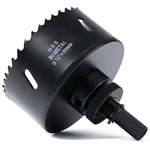 Image of 89mm HSS Hole Saw for Wood, M42 Bi-Meta Vent Cutter in 30mm Cutting Depth, Black Finished Soffit Cutter Saw with Heavy Duty Hex Shank Arbor