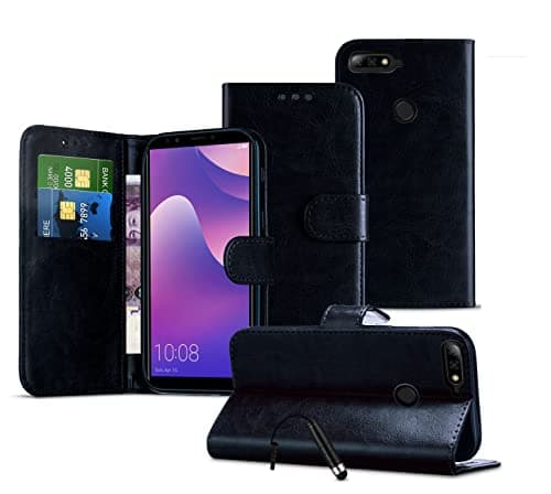 Image of Vodafone Smart First 7 Cases, Leather Wallet Case [Card Slots] [Stand Case] [Magnetic Closure] Phone Case PU Leather Case Vodafone Smart First 7 / VF200- Black