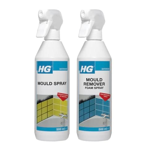 Image of HG Mould Spray, 500ml, and Mould Remover Foam Spray, 500ml, Professional Strength, Ready to Use, 2 Bottles