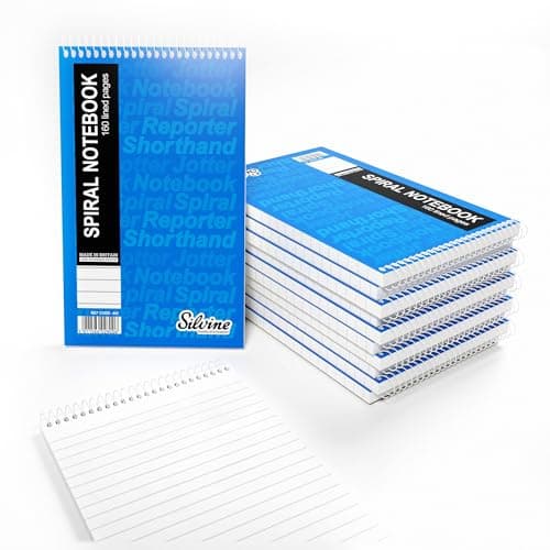 Image of Silvine 8x5" Reporter's Spiral Shorthand Notebook with 160 Pages (Pack of 12), Blue (Cover may vary)
