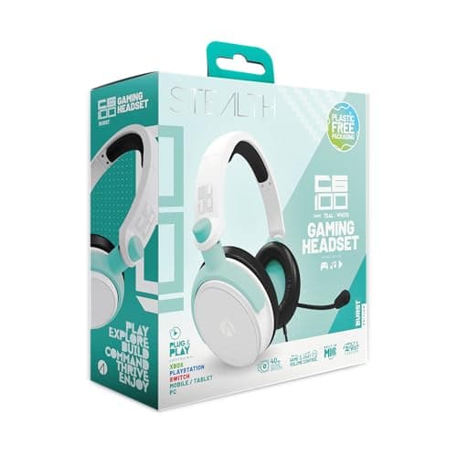 Image of STEALTH C6-100 Gaming Headset BURST Edition - Teal White, Compatible with Current Gen Consoles, with Flexible Mic, 3.5mm Jack, 1.5m Cable, Lightweight, Comfortable and Durable