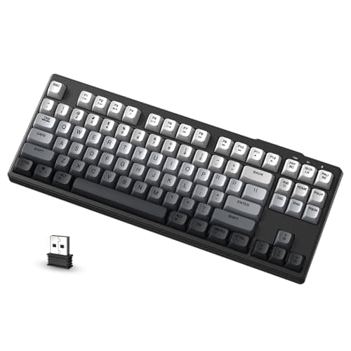 Image of ATTACK SHARK X FREEWOLF M87 80% Wireless Gaming Keyboard, 87 Keys TKL Rainbow Backlit Mechanical Feeling SA PBT Membrane Keyboard BT/2.4Ghz Connect with 4000mAH Battery for Mac/Win - Black Gradient