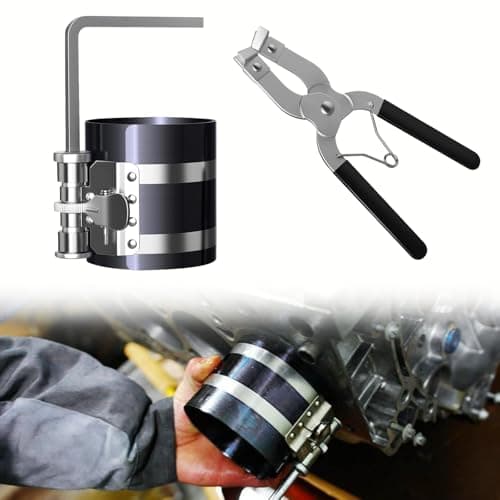 Image of 3" Piston Ring Compressor Tool 53-175mm, Heavy Duty Stainless Steel Clamp & Plier for Car, Tractor, Motorcycle, Diesel Engines,Engine Piston Ring Installation Kit, Automotive Repair Tool