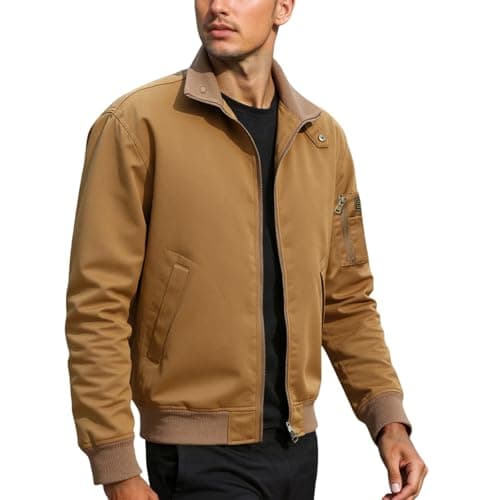 Image of Generisch 2025 Casual Jackets for Men, Stylish Everyday Jacket with Zip, Loose Fit, Perfect Winter, Fits Well Jeans S Summer Men, khaki, M