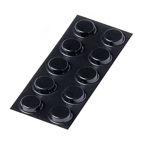Image of Happy Bananas Self Adhesive Black Bumper Pads, Flat Topped Rubber Feet for Chopping Boards, Glass, Electronics, Crafts - 12.7mm x 3.5mm (10)