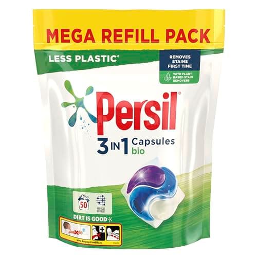 Image of Persil Bio Laundry Washing Capsules brilliant stain removal mega refill pack 1.35 kg (50 washes)