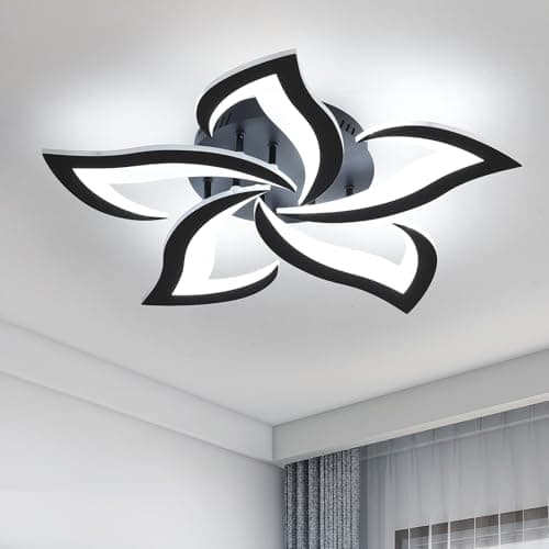 Image of Riserva Mordern LED Ceiling Light, 60W 6500LM LED Ceiling Lights Cool White 6500K, Creative Petals Design, Acrylic Chandelier for Living Room Bedroom Dining Room