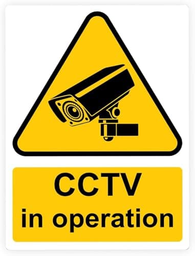 Image of RDLCAR CCTV In Operation Sign 1mm Rigid PVC Pack of 1 Security Camera Sign Triangle CCTV Sticker 300mm x 400mm for Indoor and Outdoor Use