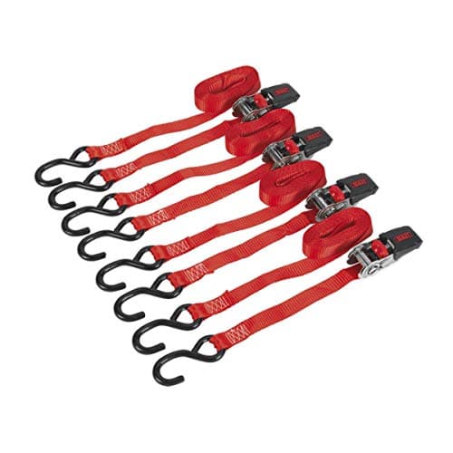 Image of Sealey Td484Sd Ratchet Tie Down 25Mm X 4Mtr Polyester Webbing 800Kg 2 Pairs