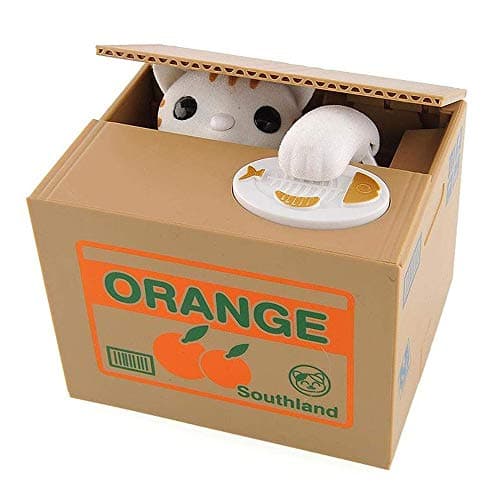 Image of Powerking Stealing Coin Money Box, Cat Piggy Bank Stealing Money Coin and Saving Coins Penny Box Bank Birthday For Kids and Children