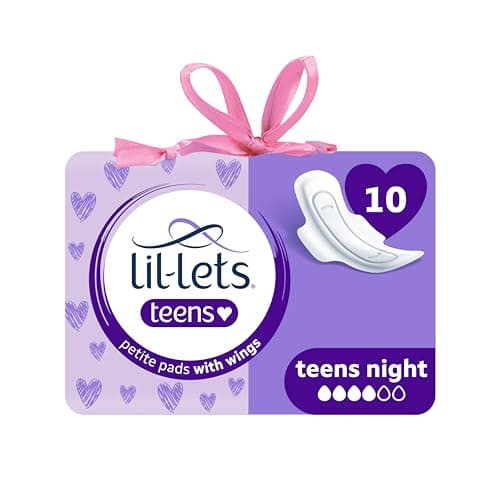 Image of Lil-Lets Teens Night Pads X 10, Petite Towels For Girls & Teenagers, With Wings, For Heavy Flow, Unscented, Soft & Breathable, First Period Sanitary Towels, 1 Pack of 10 Pads