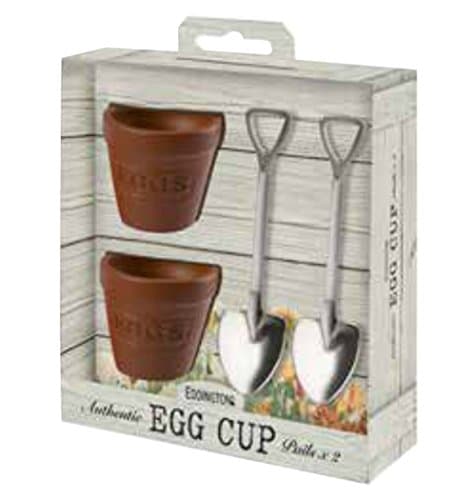 Image of Eddingtons Flower Pot Egg Cups and Spoons Set of 2
