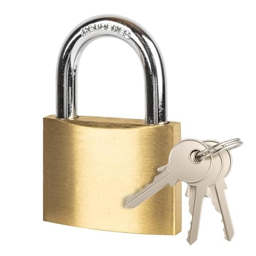 Image of 50mm Heavy Duty Brass Padlock with 3 Keys – Hardened Steel Shackle | Security for Sheds, Gates, Lockers & Toolboxes | Security Lock for Home, Office & Outdoor Use (50mm Brass Padlock)