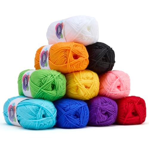 Image of Springboard Acrylic Double Knitting Wool Multipack - Coloured Double Knit Wool Yarn for Crochet, Sewing, Knitting, and Arts and Crafts for Kids - 10 x 100 g Balls of Crochet Yarn - Assorted Colours