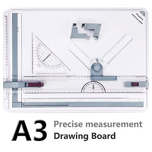 Image of Preciva A3 Drawing Board, A3Drawing Table, Multi-function Technical Drafting Tables Metric System 51 * 36.5cm with Parallel Motion Accessories, Adjustable Angle
