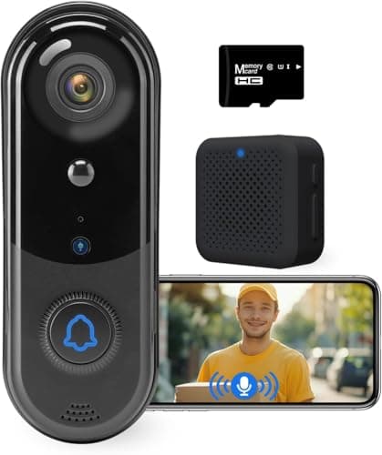 Image of Taishixing 1080P Video Doorbell Camer, Wireless Doorbell Camera Outdoor, No Monthly Fee, indoor chime, 2.4G WiFi, IP65 Waterproof, Night Vision, Ai Human Detection, SD Card/Cloud Storage