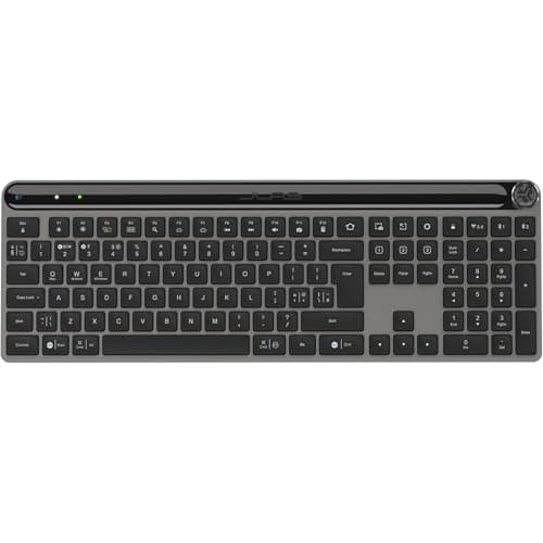 Image of JLab Epic Advanced Wireless Keyboard - Multi Device Backlit Rechargeable Bluetooth Keyboard with 2.4G USB Connectivity, Slim Design Full Size Office Keyboards with Quiet Keys for PC/Laptop/Apple Mac