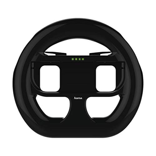 Image of Hama XXL Steering Wheel for Nintendo Switch (Diameter 15.5 cm, Bluetooth Connector, LED Player Display, 2 Pieces) Black