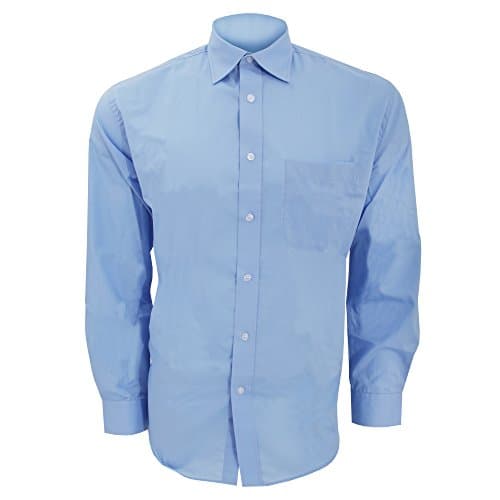 Image of Kustom Kit Mens Long Sleeve Business Shirt (17.5inch) (Light Blue)