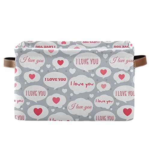 Image of Caihoyu 2 Pack Square Storage Bin with Handle Canvas Fabric Toys Storage Organizer Shelf Basket Bedroom Home Decor Tiling Speech Bubbles Message