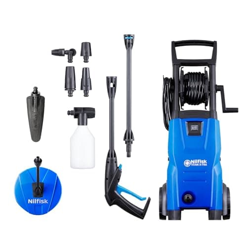 Image of Nilfisk Titan X-TRA 120 Bar High Pressure Washer + Patio Cleaner + Foam Sprayer + Brush + Auto & Underchasis Nozzle - Power Washer for Patios and Car Washing (1400 W)