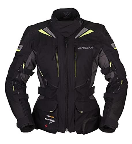 Image of Modeka Panamericana Women's Textile Motorcycle Jacket Black/Neon 38