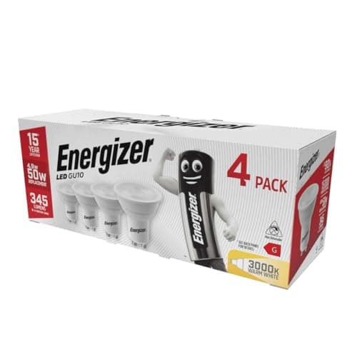 Image of Energizer GU10 4.9W 50W Replacement LED Bulb 4 Pack (Warm White Non Dimmable)