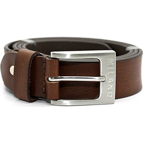 Image of MILANO Mens Full Grain Leather Belt - 1.5" (40mm) - Black Brown # ML-2920 - Brown, Medium