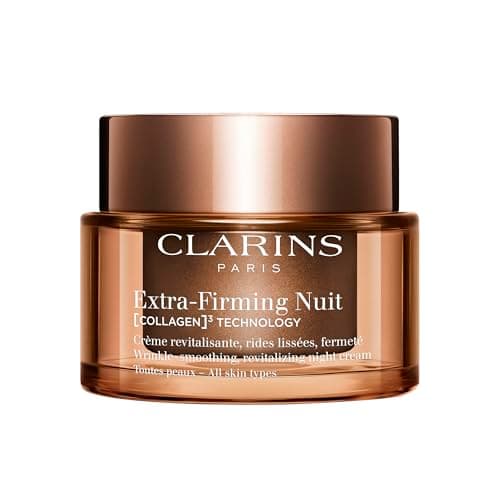 Image of Clarins Extra-Firming Night Cream for All Skin Types | Anti-Ageing Moisturiser with Collagen Boosting Ingredients | Nourishing & Firming Face Cream | Refillable Packaging | 50ml