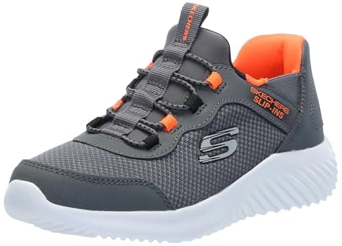 Image of Skechers Boy's Bounder Brisk-Burst Sneaker, Charcoal Black Synthetic/Textile/Black Tr, 13.5 UK Child