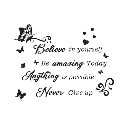 Image of CYNOSURETECH 1 Piece Inspirational Butterfly Wall Sticker, Art Sticker, Removable Quote Wall Sticker for Hallway, Bedroom, Living Room, Stairs, Kitchen
