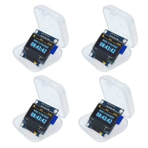Image of 4 PCS 0.96 Inch 128 x 64 Pixel OLED LCD Display, 1315 Chip Drive, IIC Interface I2C Screen Display Module, Compatible with Arduino (Yellow and Blue)