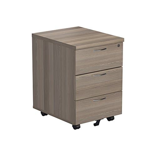Image of Office Hippo Heavy Duty 3 Drawer Mobile Pedestal Storage Cabinet, Office Storage, Office Cabinet Lockable Storage, 5 Year Wty - Grey Oak