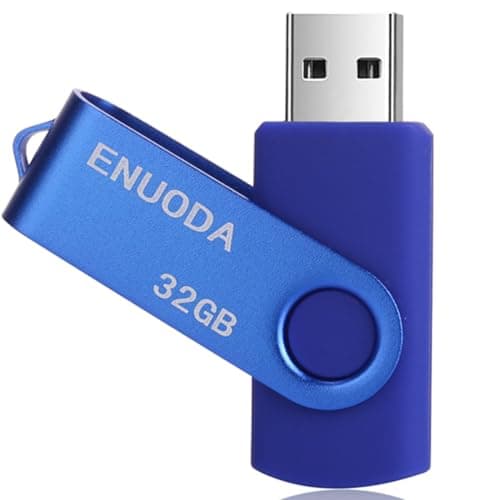 Image of ENUODA Memory Stick 32GB USB 2.0 Flash Drives Swivel Design Pen Drive Fold Storage Thumb Drive with LED Light(Blue)