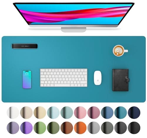 Image of Aothia Office Desk Mat Home Waterproof Mouse Pad Non-Slip PU Leather Desk Pad 80cm x 40cm Turquoise Blue