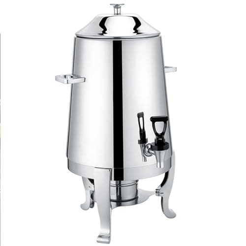 Image of Coffee Urn with Faucet - Stainless Steel Commercial Dispenser for Coffee, Tea, Mulled Wine, Juices - Chrome Accents