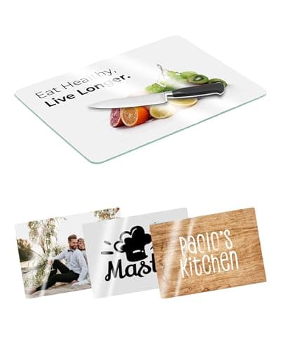 Image of Personalised Smooth Surface Toughened Glass Chopping Board Edge to Edge Printing Heat-Resistant Durable Custom Photo (Medium)