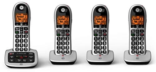 Image of BT 4600 Cordless Landline House Phone, Home Phone, Big Buttons, Advanced Nuisance Call Blocker, Answer Machine, Quad Handset Pack