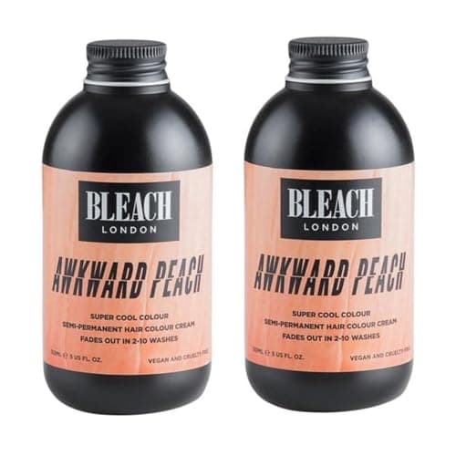 Image of BLEACH LONDON Awkward Peach Semi-Permanent Hair Colour Cream (2 Pack) - Pastel Peachy Gold, Vegan, Cruelty Free, Temporary Hair Dye, 150 ml x 2