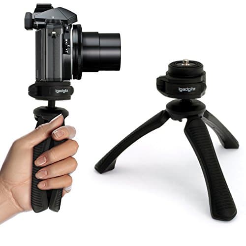 Image of iGadgitz PT310 Mini Lightweight Table Top Stand Tripod and Grip Stabilizer Compatible with Digital Camera, DSLR, Video Camera & Camcorder - Black