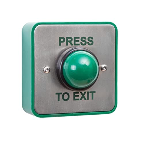 Image of RGL EBGBWC02/PTE Green Dome Momentary Press To Exit Button With Surface Backbox