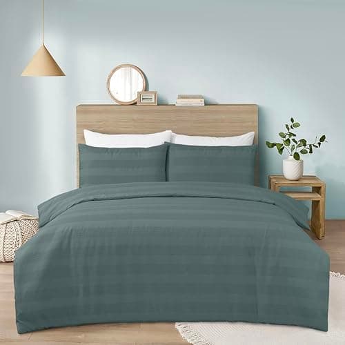 Image of Dreamology King Size Duvet Cover Sets (230 X 220), Textured Fabric Waffle Stripe,Button Closure,Duvet Cover Set,Waffle Weave Duvet Cover, Duvet Cover With 2 Pillowcase