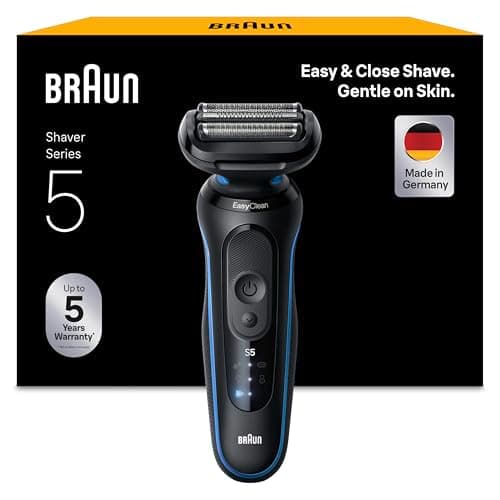 Image of Braun Series 5 Electric Shaver for Men, Waterproof Electric Razor, 3 Flexible Blades, EasyClean System, AutoSense Technology, Braun 51-B1000s