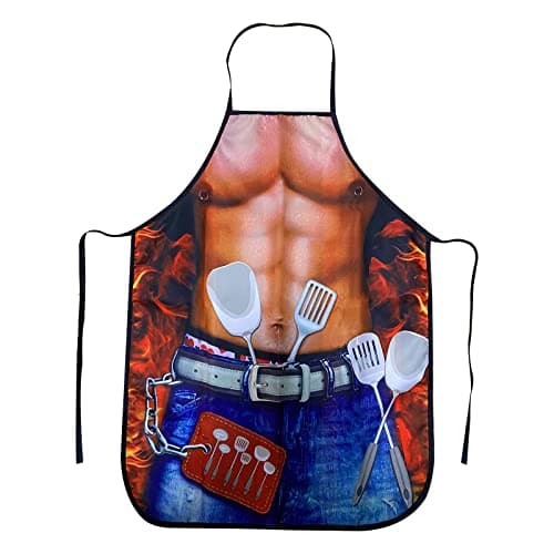 Image of Cosysparks Funny Apron for Men, Sexy Funny Novelty Kitchen Apron Muscle Apron Kitchen Cooking Apron BBQ Party Adult Apron for Men Gift (Style1)