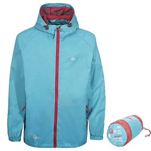 Image of Trespass Adults Waterproof Jacket Qikpac - Lightweight Packaway Raincoat, 2 Zip Pockets, Full Body Front Zip, Adjustable Hood, Storm Flap, Ventilated Back, Foldable Packs in Pouch