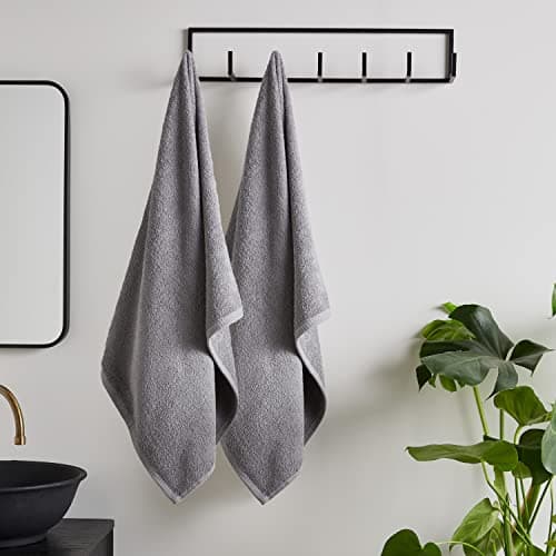 Image of Catherine Lansfield Quick Dry Cotton Bath Sheet Pair Grey