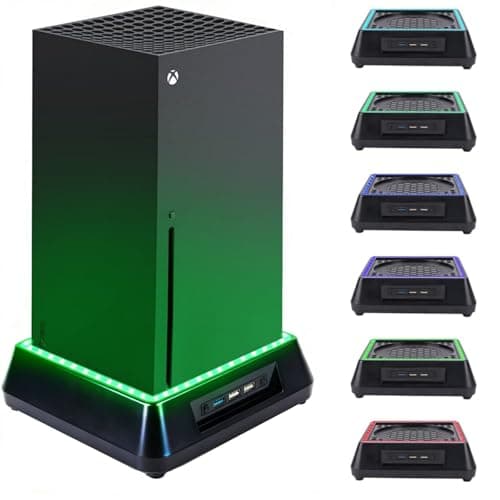 Image of Cooling Fan Stand Dock for Xbox Series X, TechKen 3 Level Speed Fan Adjustable 7 Mode Colorful LED RGB Light Dock (Small)