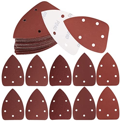 Image of 60 Pieces Sanding Discs Pads, 5 Holes Hook and Loop Sandpaper, Triangle Sanding Sheets, 40/80/120/180/240/320 Grits Assorted Sandpaper Pads for Sanding, Polishing, Random Orbital Sander